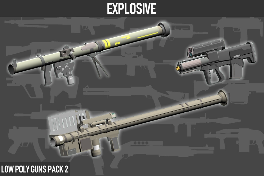 LOW POLY GUNS PACK vol.2 ローポリ銃パック第2弾