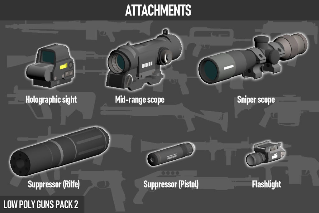 LOW POLY GUNS PACK vol.2 ローポリ銃パック第2弾