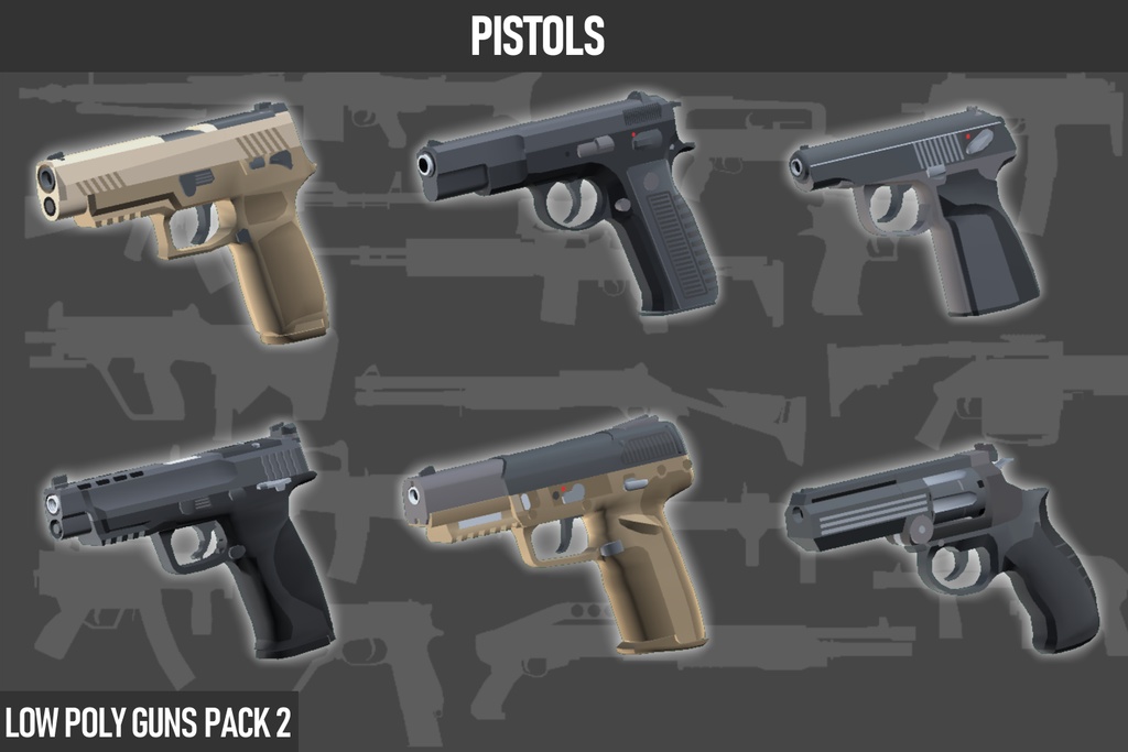 LOW POLY GUNS PACK vol.2 ローポリ銃パック第2弾