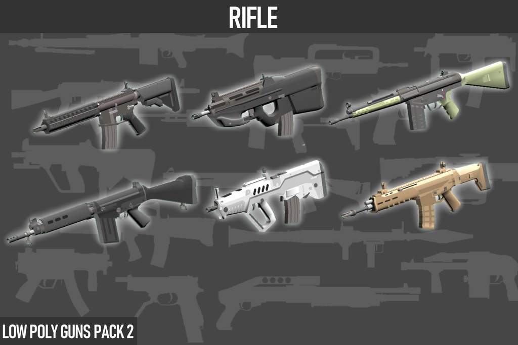 LOW POLY GUNS PACK vol.2 ローポリ銃パック第2弾