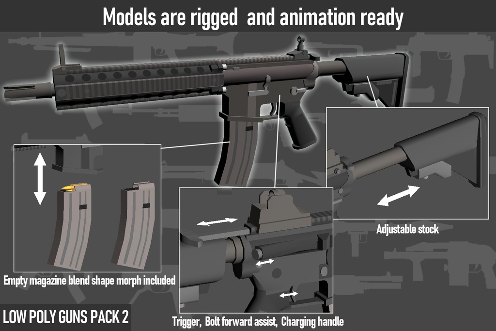 LOW POLY GUNS PACK vol.2 ローポリ銃パック第2弾
