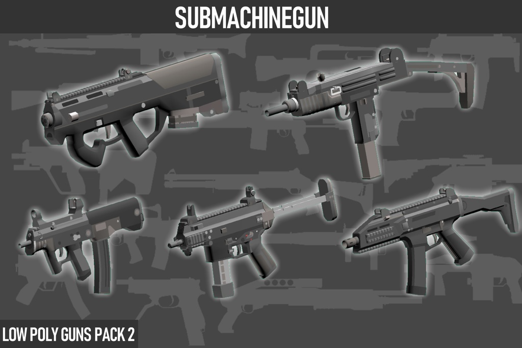 LOW POLY GUNS PACK vol.2 ローポリ銃パック第2弾