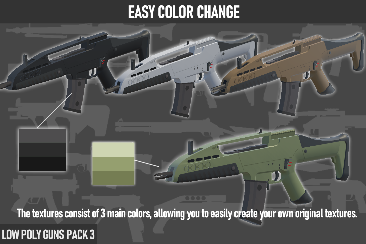 Poly Gun LOW POLY GUNS PACK vol.3 ローポリ銃パック第3弾 - へきさぐりっど - BOOTH