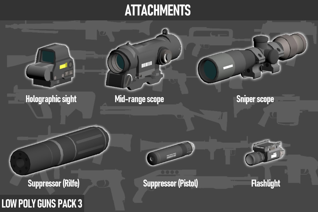 LOW POLY GUNS PACK vol.3 ローポリ銃パック第3弾