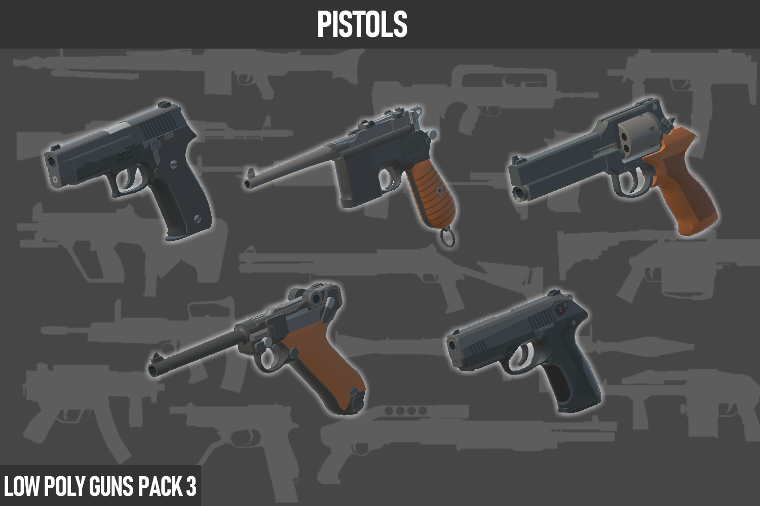 Poly Gun LOW POLY GUNS PACK vol.3 ローポリ銃パック第3弾 - へきさぐりっど - BOOTH