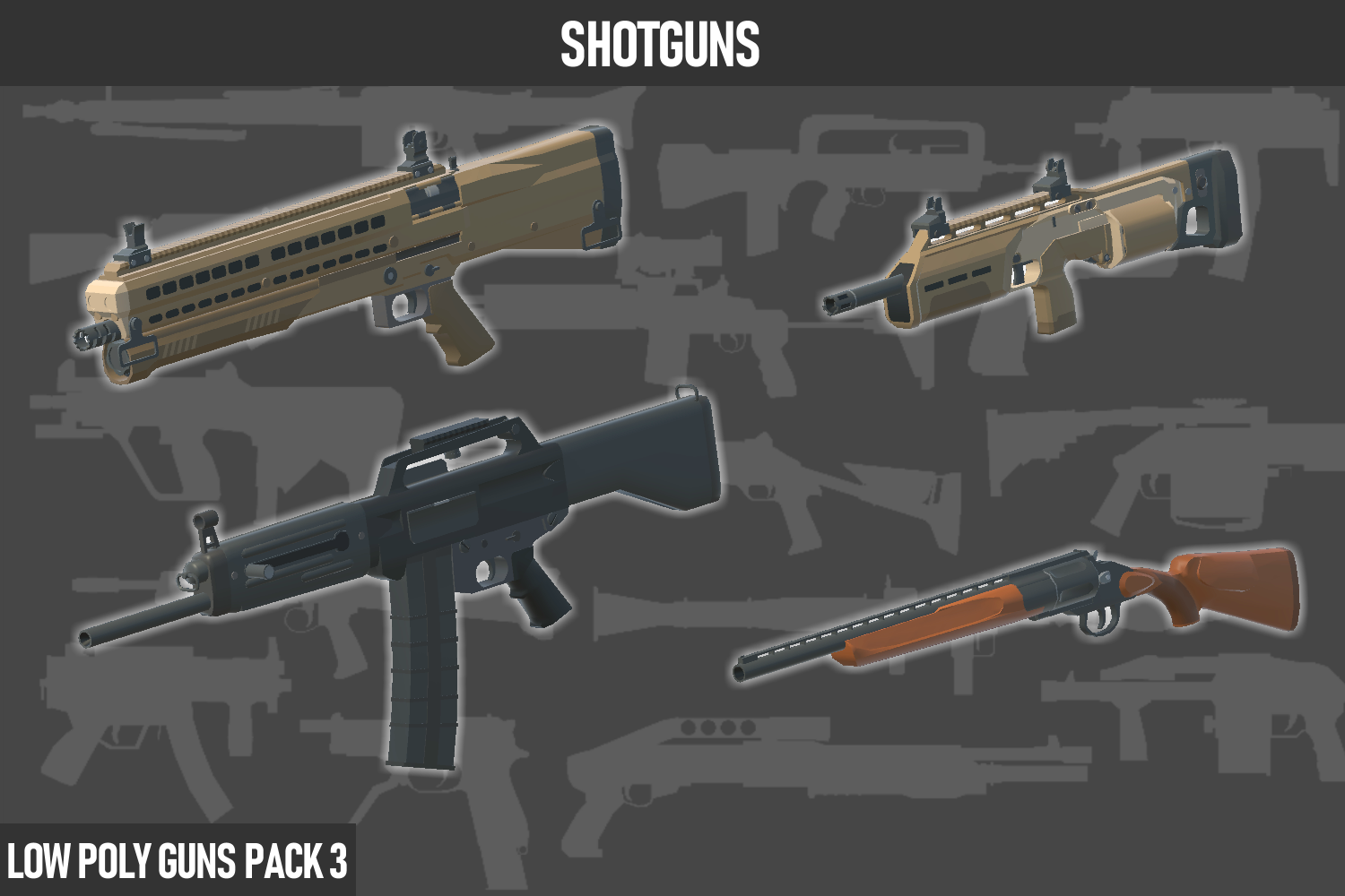 LOW POLY GUNS PACK vol.3 ローポリ銃パック第3弾 - へきさぐりっど - BOOTH