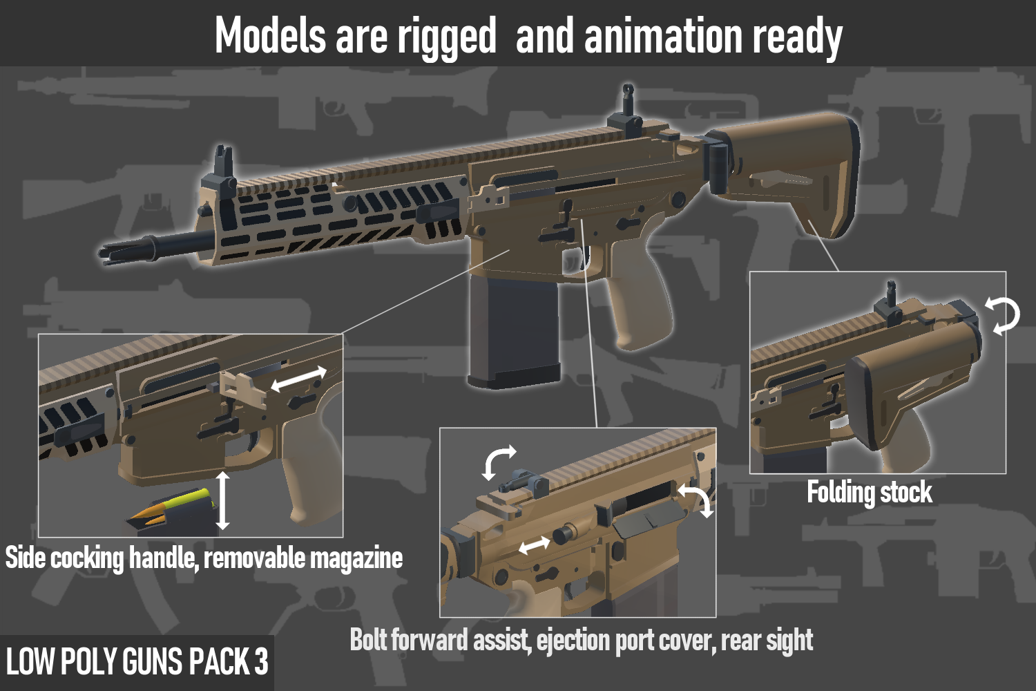 LOW POLY GUNS PACK vol.3 ローポリ銃パック第3弾 - へきさぐりっど - BOOTH