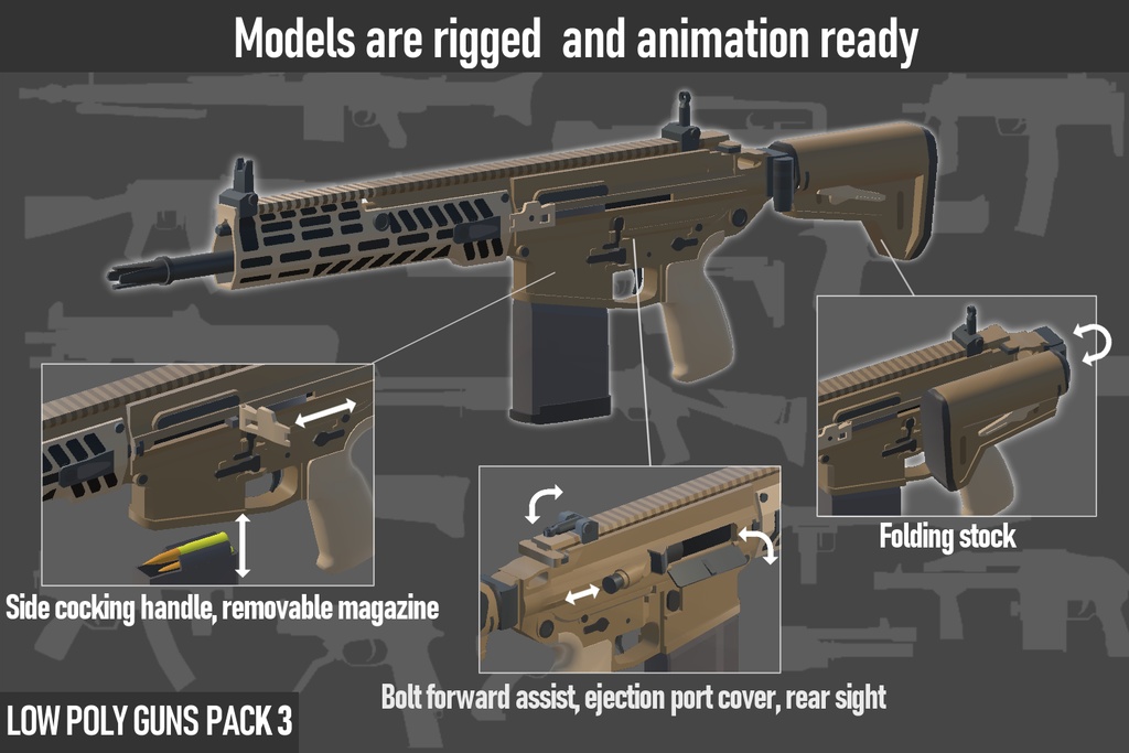 LOW POLY GUNS PACK vol.3 ローポリ銃パック第3弾