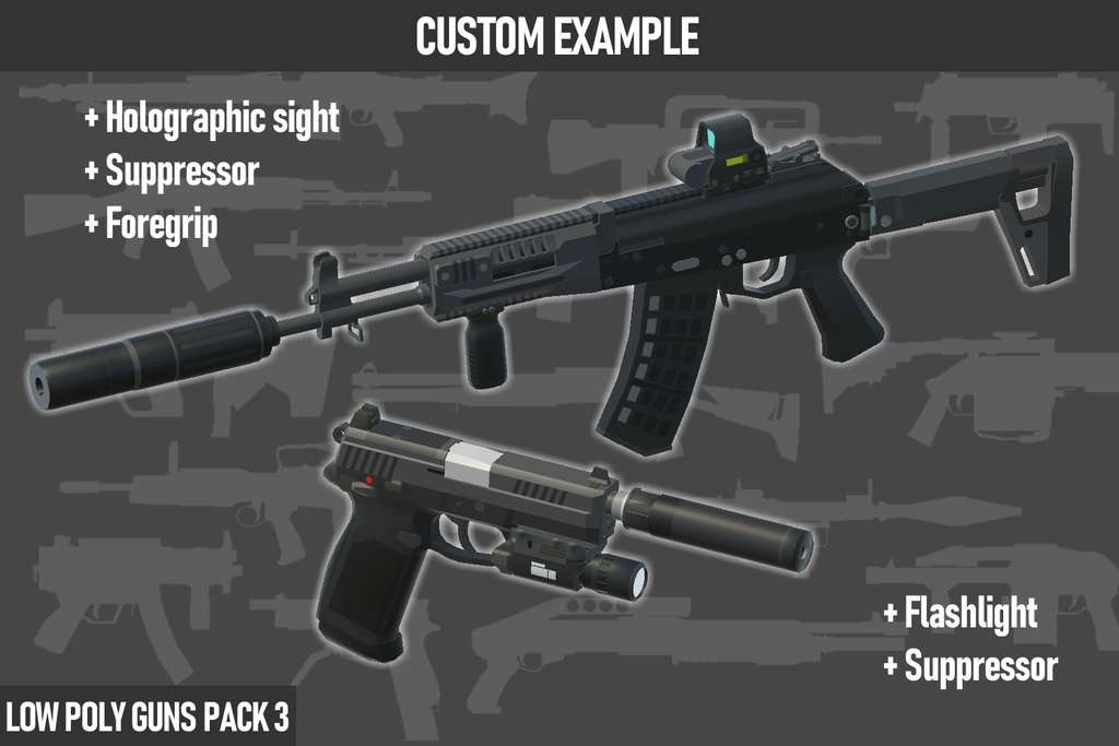 LOW POLY GUNS PACK vol.3 ローポリ銃パック第3弾