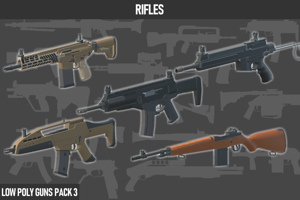 LOW POLY GUNS PACK vol.3 ローポリ銃パック第3弾