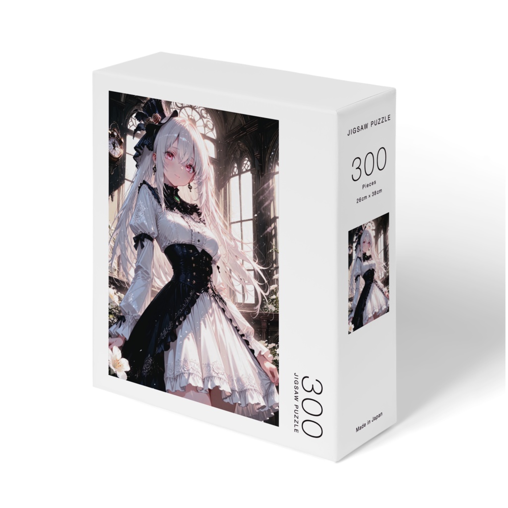 《Noir et Blanc Maiden》─ 白黒の庭園に佇むクラシカルゴシック少女イラスト