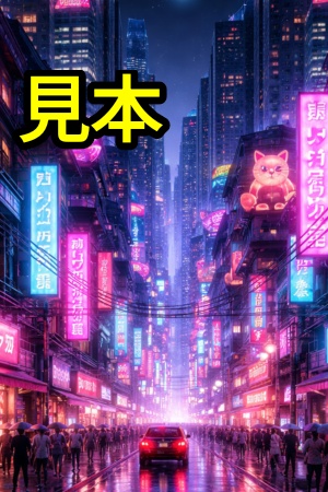 ネオン都市 夜景 iPhone壁紙（AI生成）2枚セット