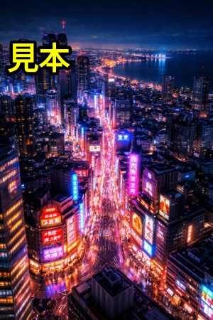 ネオン都市 夜景 スマホ壁紙（AI生成）ver2 ２枚入り