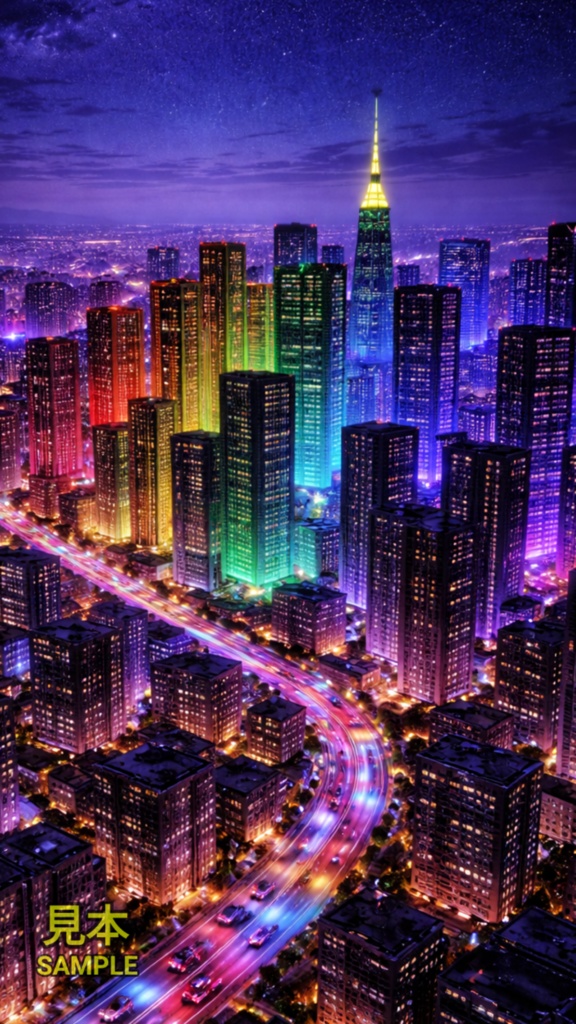 ネオン都市 夜景スマホ壁紙コレクション【5枚】iPhone&Android