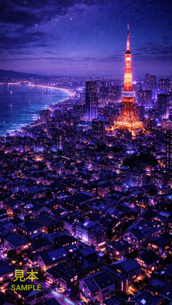 ネオン都市 夜景スマホ壁紙コレクション【5枚】iPhone&Android