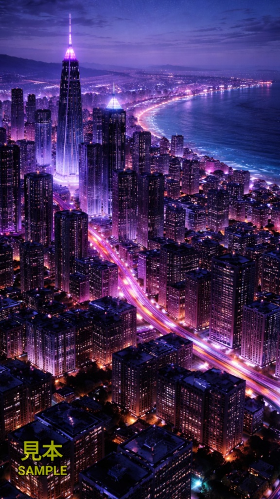 ネオン都市 夜景スマホ壁紙コレクション【5枚】iPhone&Android