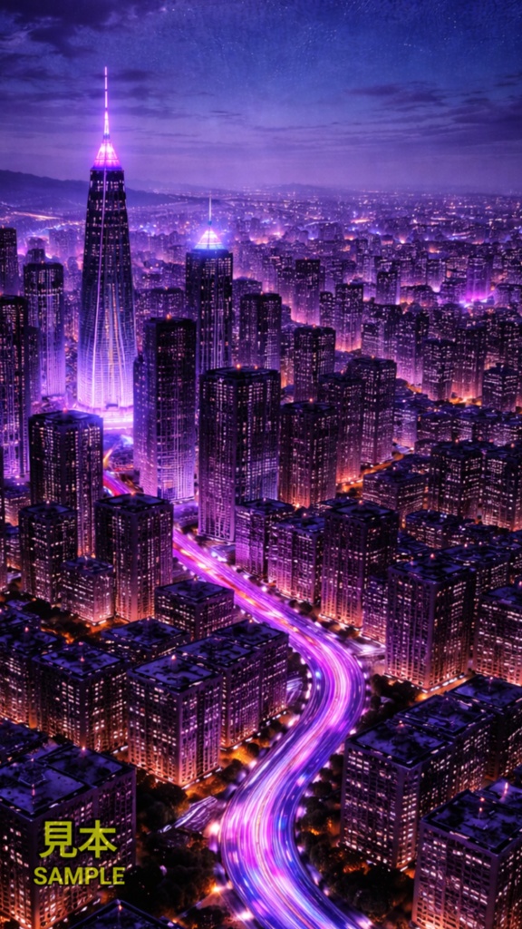 ネオン都市 夜景スマホ壁紙コレクション【5枚】iPhone&Android