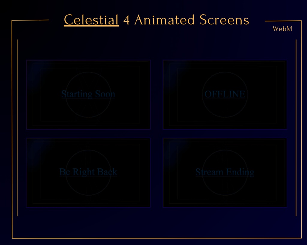 DARK GOLD Celestial Stream Overlay Pack Animated / Be Right Back / Offline / Stream Ending / Starting Soon / Twitch / Youtube