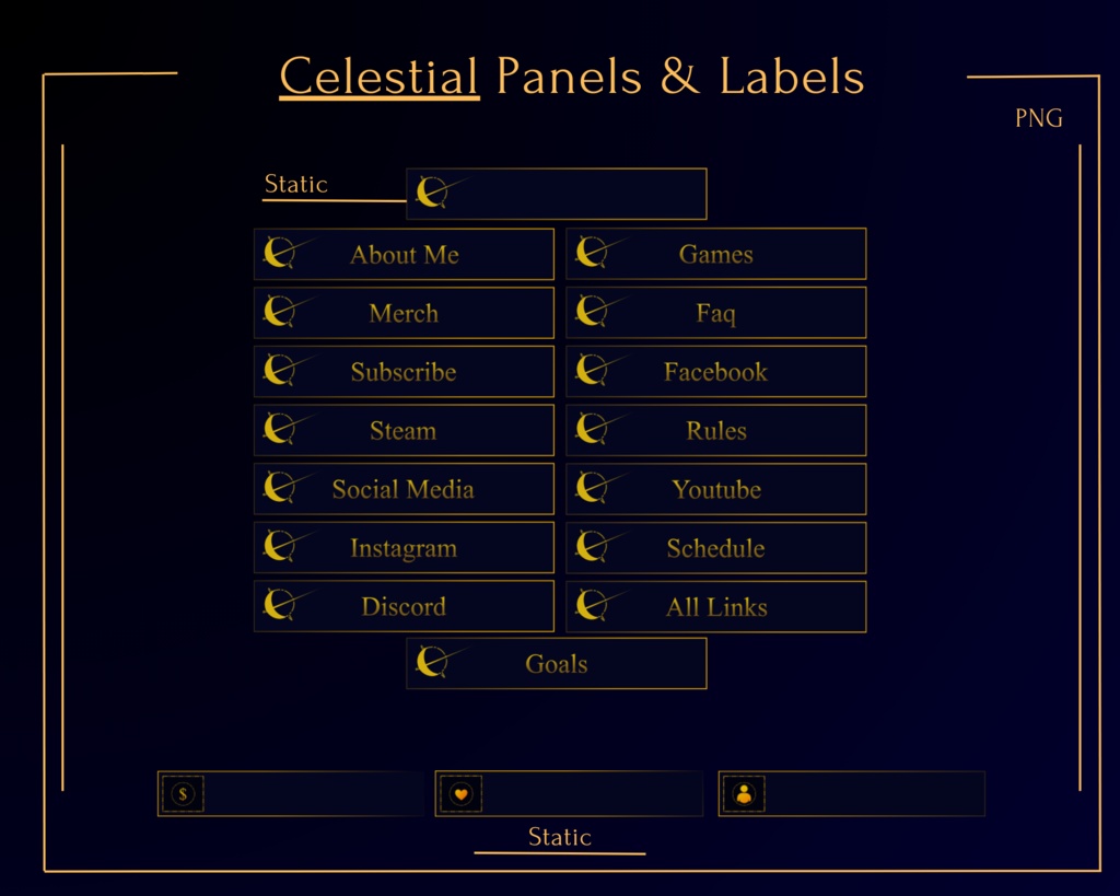 DARK GOLD Celestial Stream Overlay Pack Animated / Be Right Back / Offline / Stream Ending / Starting Soon / Twitch / Youtube