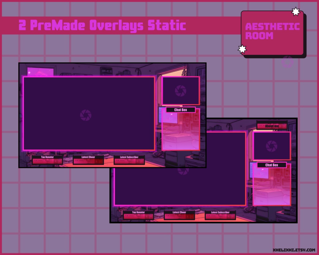 RETRO RED PURPLE Stream Overlay Pack Static / Be Right Back / Offline / Stream Ending / Starting Soon / Twitch / Yotube / Cheap Stream Pack