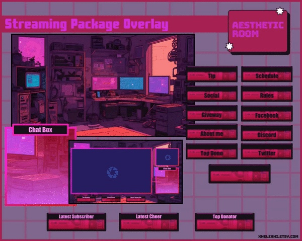 RETRO RED PURPLE Stream Overlay Pack Static / Be Right Back / Offline / Stream Ending / Starting Soon / Twitch / Yotube / Cheap Stream Pack