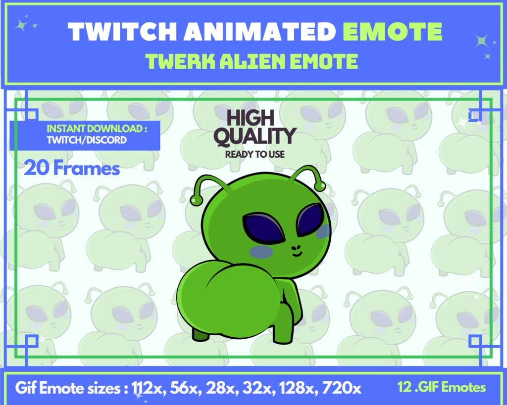 Twerk Alien Animated Emote for Twitch/Discord/Yotube 