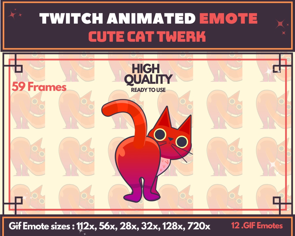 Orange Cat Twerk Emote Animated 
