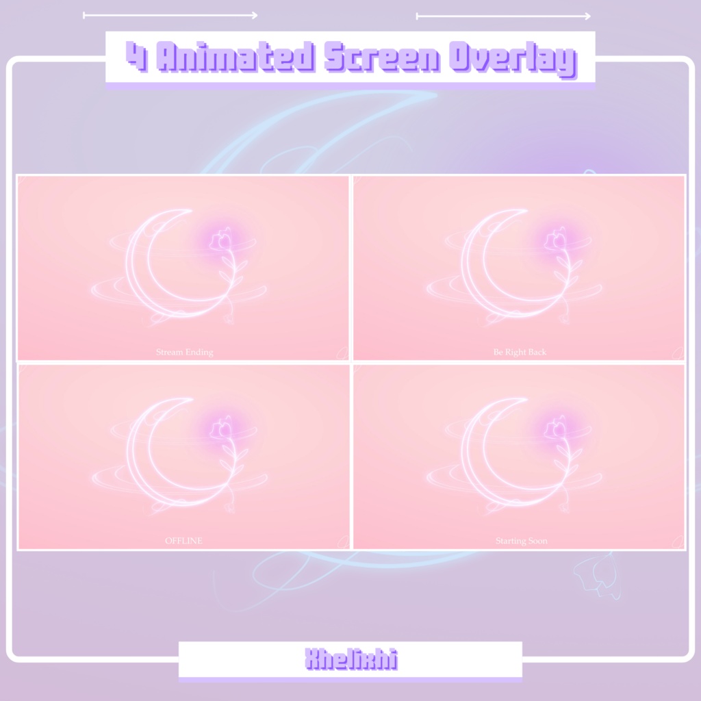 Simple PINK CELESTIAL Stream Pack Overlay Animated / Be Right Back / Starting Soon / Offline / Stream Ending / Twitch / Youtube