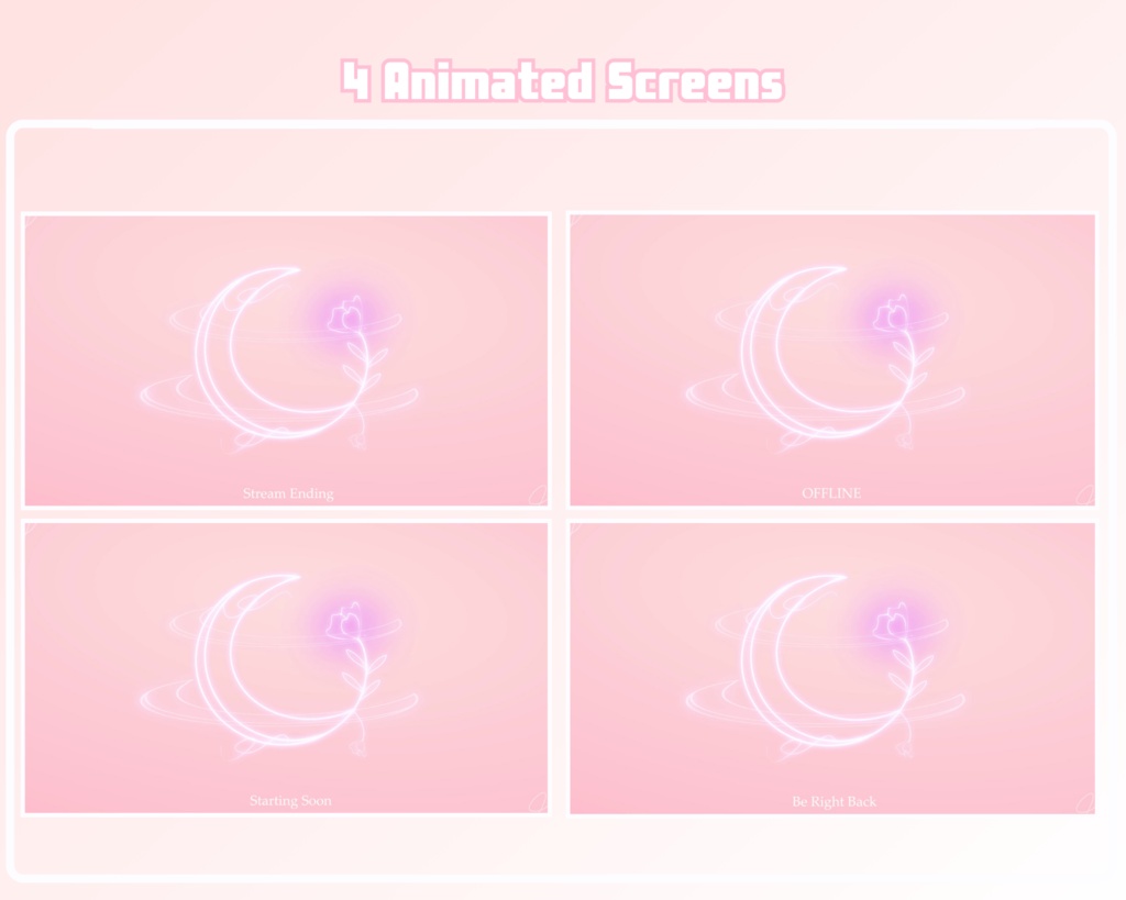 PINK CELESTIAL Simple Animated Screen Overlay / Starting Soon / Stream Ending / Offline / Be Right Back