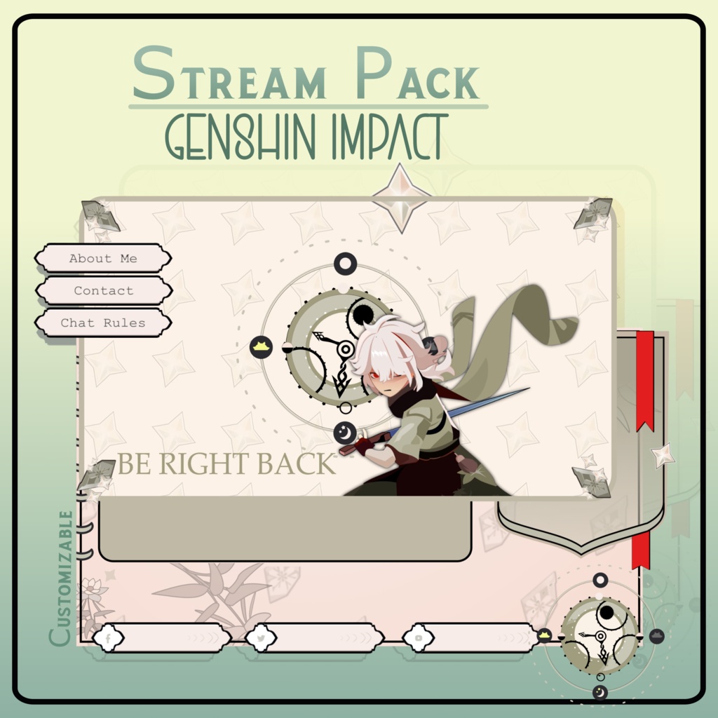 Genshin Impact Stream Pack Overlay Animated / Offline / Be Right Back / Starting Soon / Stream Ending / Twitch
