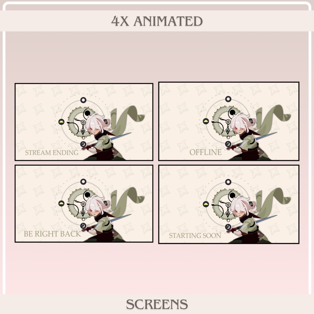 Genshin Impact Stream Pack Overlay Animated / Offline / Be Right Back / Starting Soon / Stream Ending / Twitch