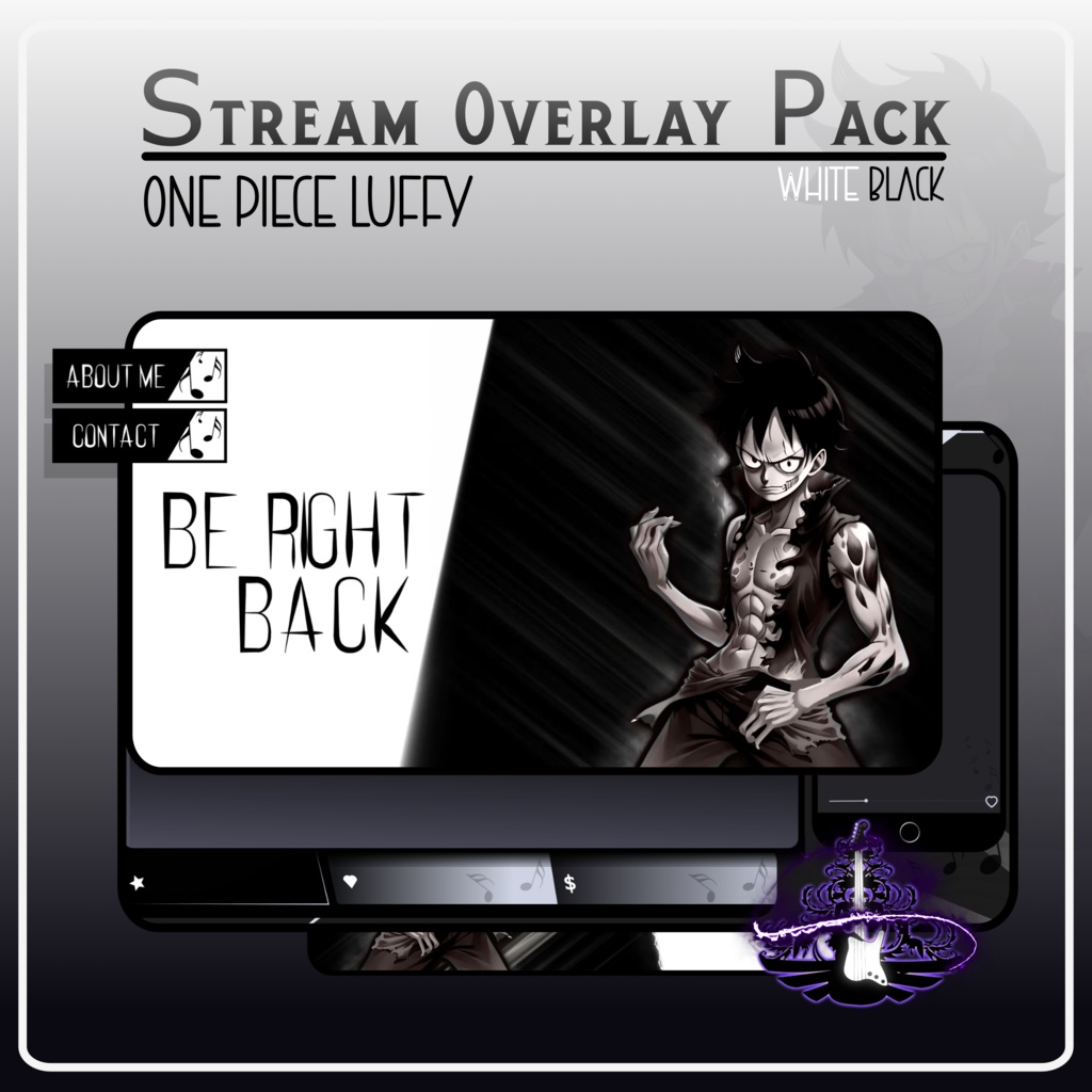 One Piece Stream Overlay Animated Pack, One Piece Overlay, Luffy Stream Overlay, Dark Anime Overlay, Rock And Roll Stream Overlay Animated 