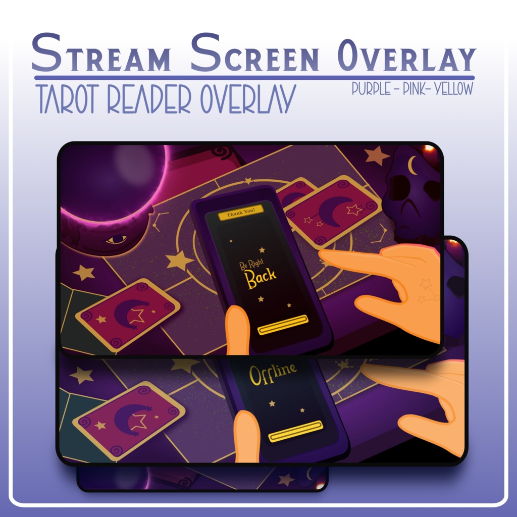 Tarot Stream Screen Overlay, Cosy Tarot Overlay Pack, Witch Stream Overlay Pack, Witch Animated Overlay Pack, Starting Soon, Offline, Brb