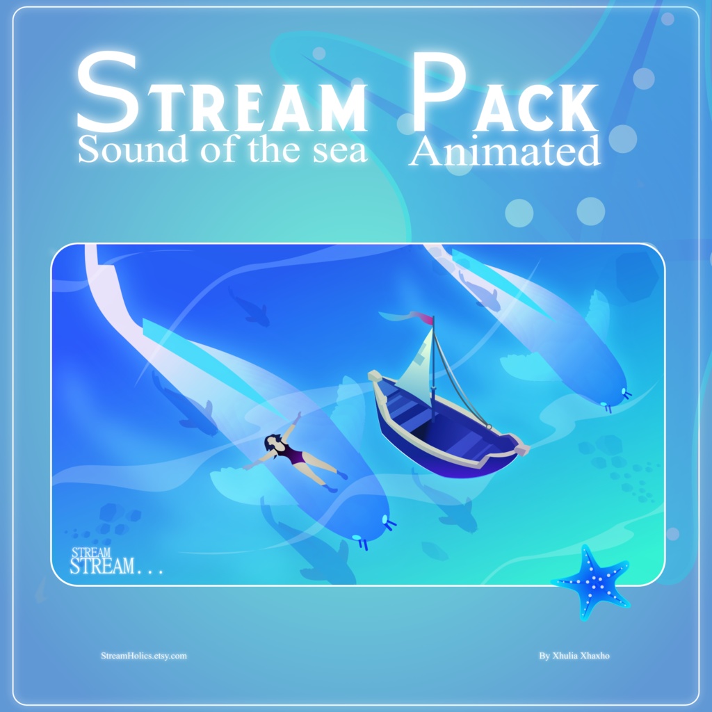Calm Sea Stream Overlay Animated Pack, Whale Stream Overlay Animated, Ocean Stream Overlay, Blue Stream Overlay Animated, Cosy Blue Overlay