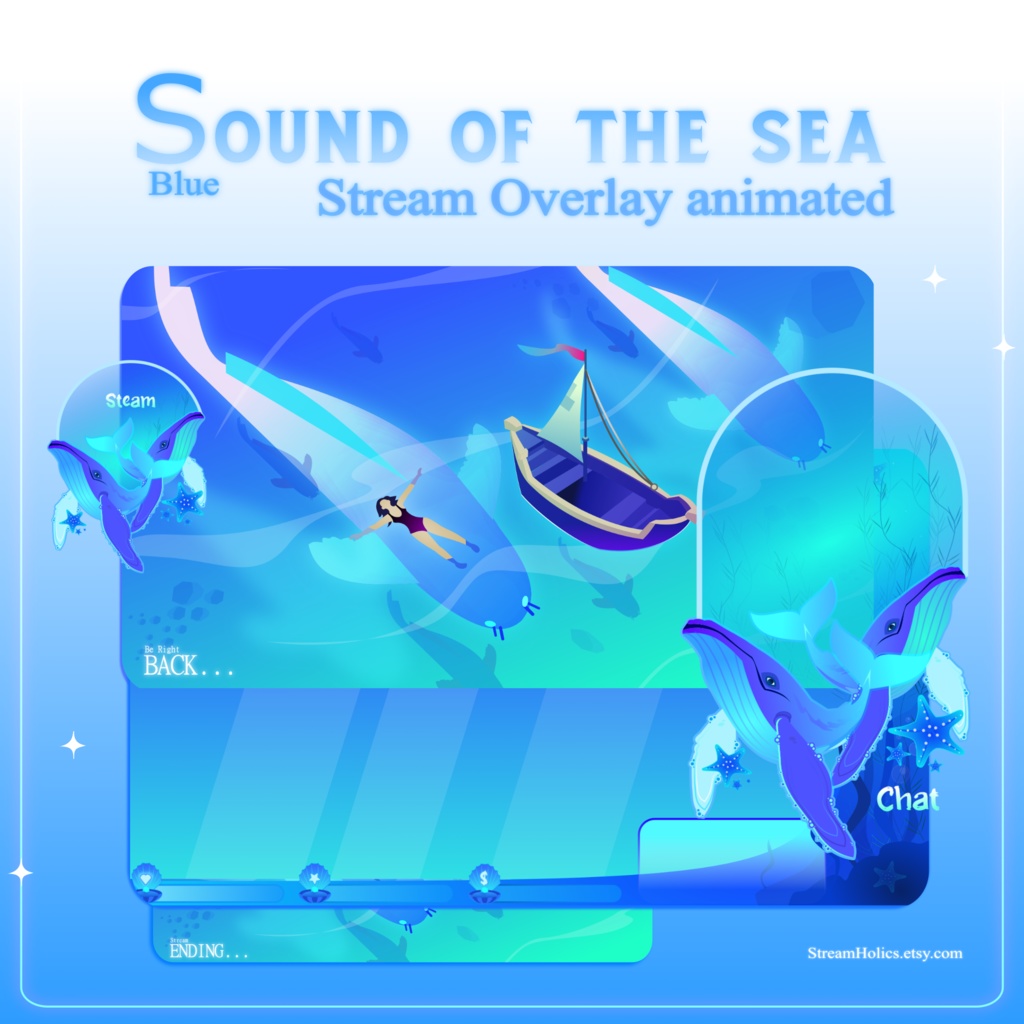 UNDERWATER Stream Overlay Animated Pack, Whale Stream Overlay Animated, Ocean Stream Overlay, Blue Stream Overlay Animated, Blue Overlay