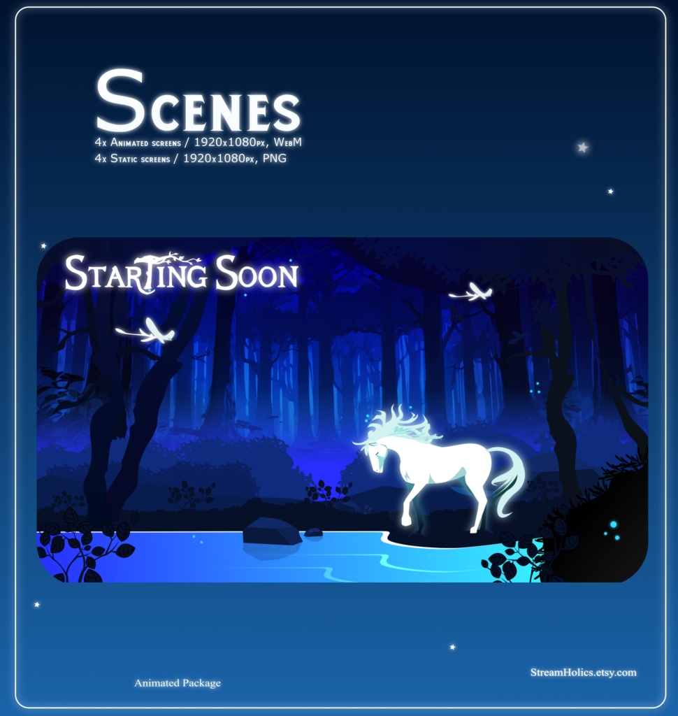 MAGICAL FOREST Stream Overlay Animated Pack, Magical Overlay Animated, Forest Stream Overlay, Horse Stream Overlay Animated, Blue Overlay
