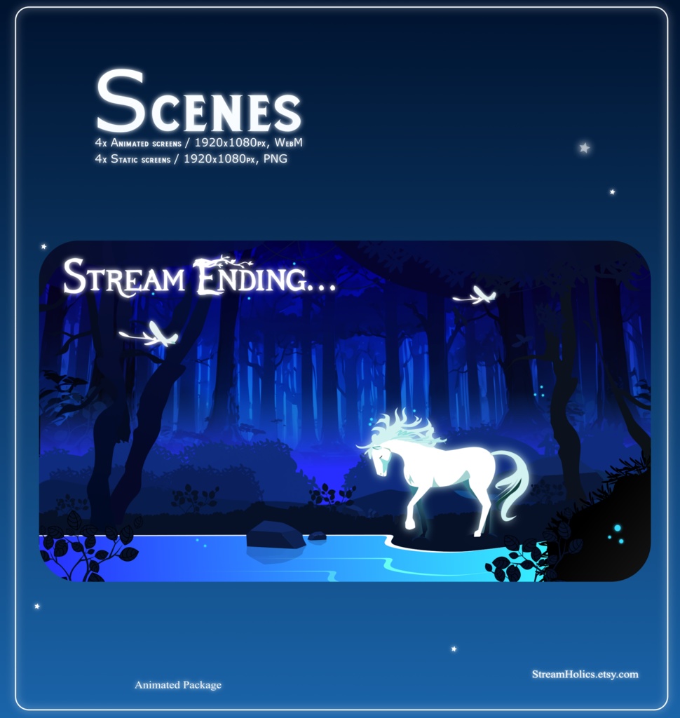 MAGICAL FOREST Stream Overlay Animated Pack, Magical Overlay Animated, Forest Stream Overlay, Horse Stream Overlay Animated, Blue Overlay