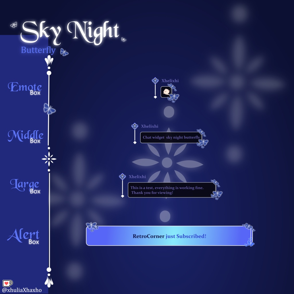 Sky Night Butterfly Chat Widget, Celestial Minimal, Elegant Theme, Chat Box and Alerts for Twitch ,StreamElements , Chat Widget Sky Night