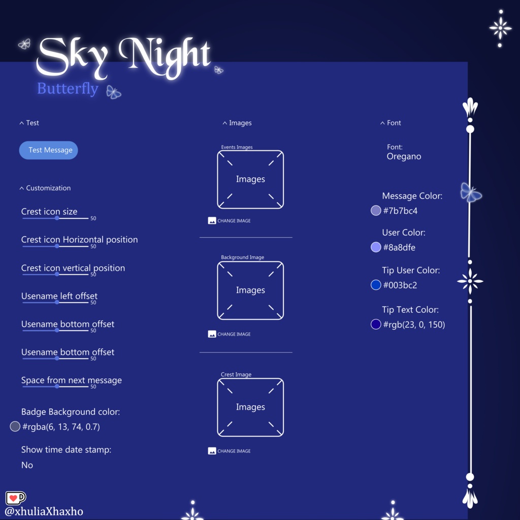 Sky Night Butterfly Chat Widget, Celestial Minimal, Elegant Theme, Chat Box and Alerts for Twitch ,StreamElements , Chat Widget Sky Night