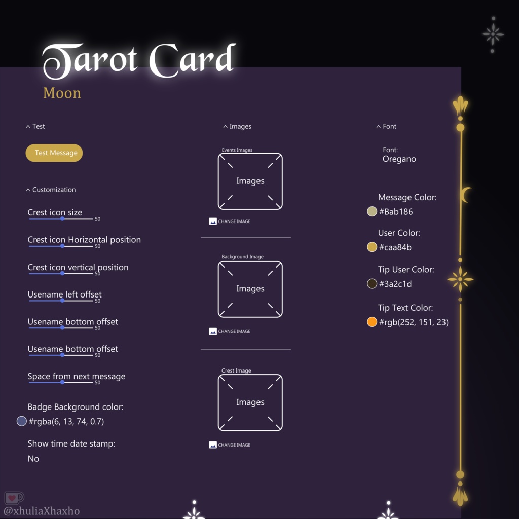 Tarot Card Chat Widget, Celestial Minimal, Elegant Theme, Chat Box and Alerts for Twitch, StreamElements, Chat Widget Witch