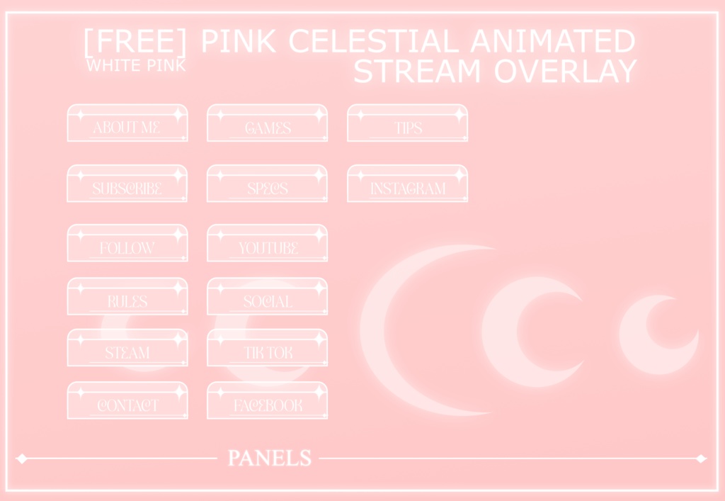 PINK CELESTIAL ANIMATED STREAM OVERLAY, PINK STREAM OVERLAY, ANIMATED OVERLAY, CUTE PINK OVERLAY, SHINNY MOON OVERLAY