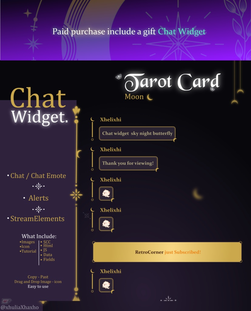 SIMPLE Dark STREAM OVERLAY Celestial, Dark overlay pack, Celestial Animated Overlay, Stream overlay pack, Black and gold Overlay