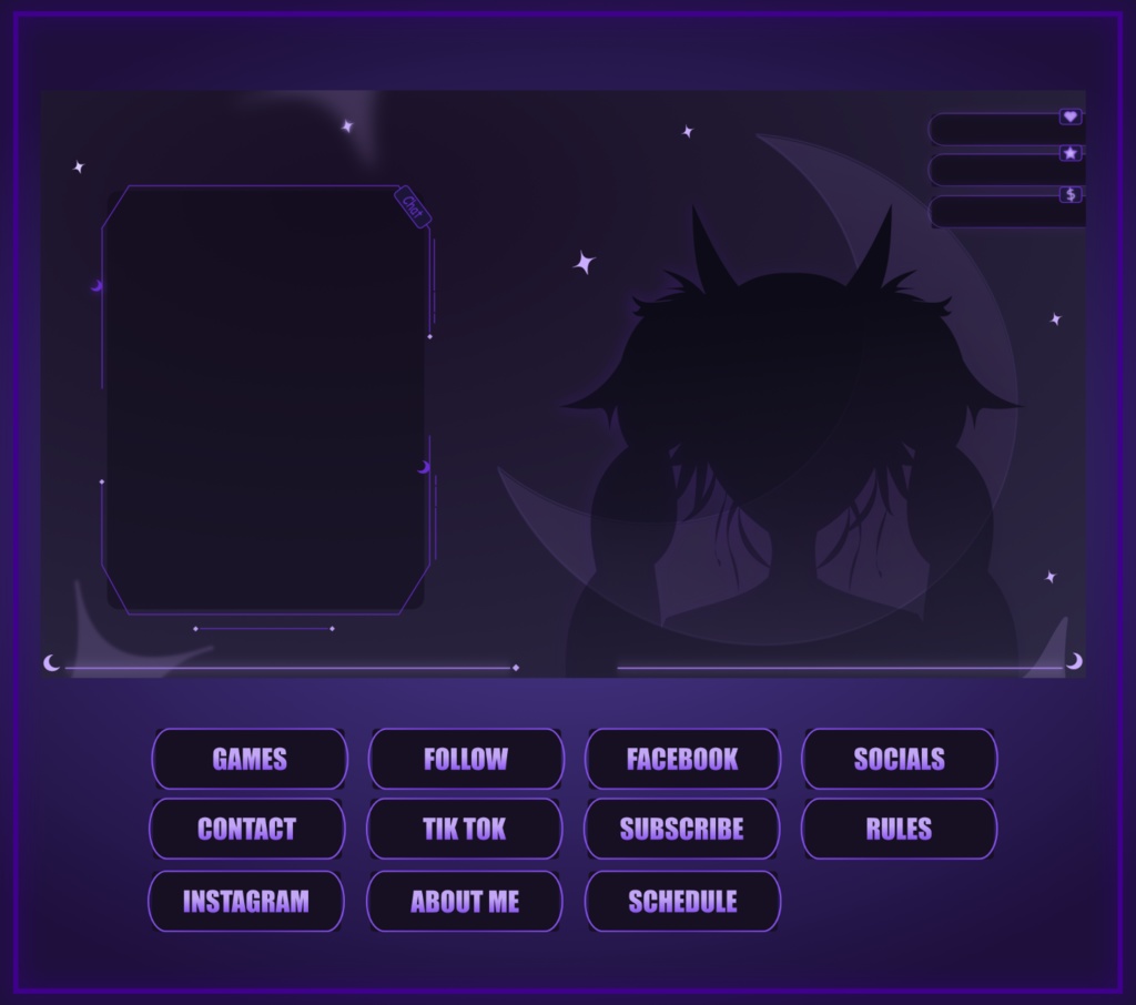 GOTHIC VTUBER STREAM OVERLAY ANIMATED - VTUBER PACK ANIMATED - GOTHIC CELESTIAL STREAM OVERLAY ANIMATED