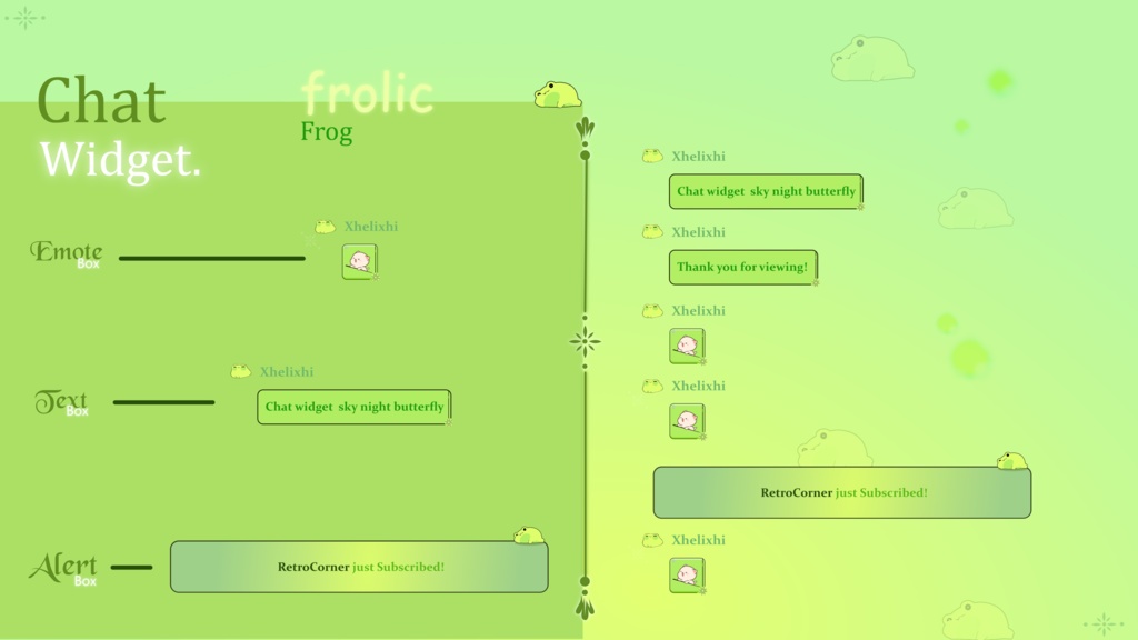 FROGGY Chat Widget for Twitch, Greenish Froggy Chat Widgets for Twitch Streams, Twitch Frog Chat Widget, Cute Green Frog Chat Widget Twitch