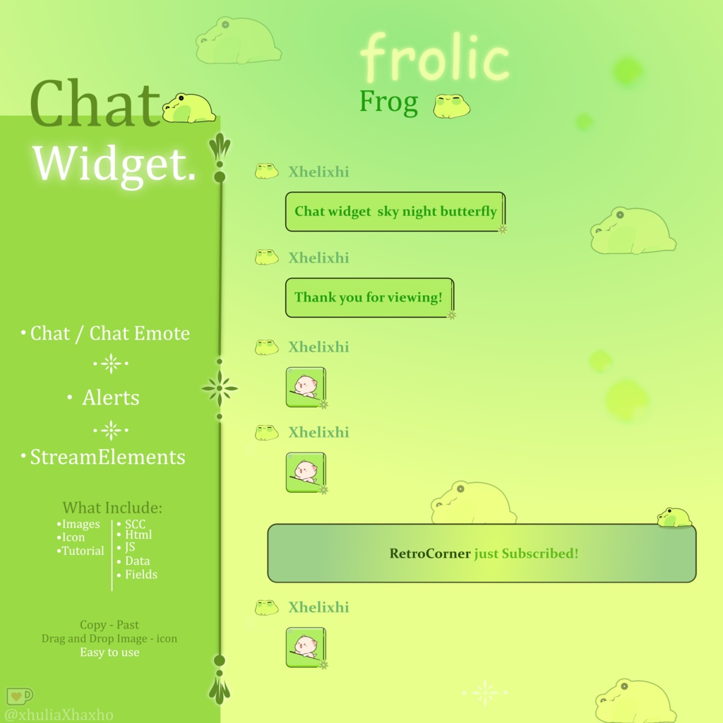 FROGGY Chat Widget for Twitch, Greenish Froggy Chat Widgets for Twitch Streams, Twitch Frog Chat Widget, Cute Green Frog Chat Widget Twitch