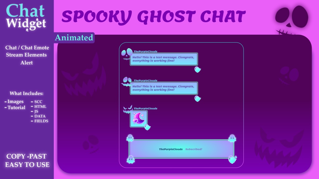 Spooky Chat Widget Animated, Ghost Chat Widget, Halloween Chat Widget, Chat Box and Alerts for Twitch, StreamElements, Chat Widget Animated