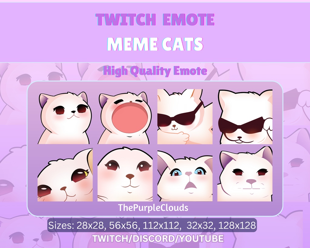 MEME CAT EMOTES, Meme Emotes, Static Emotes Meme, Meme Cats Emotes 2024 Cute, Twitch/Discord Animated Emote, Animated emote twitch