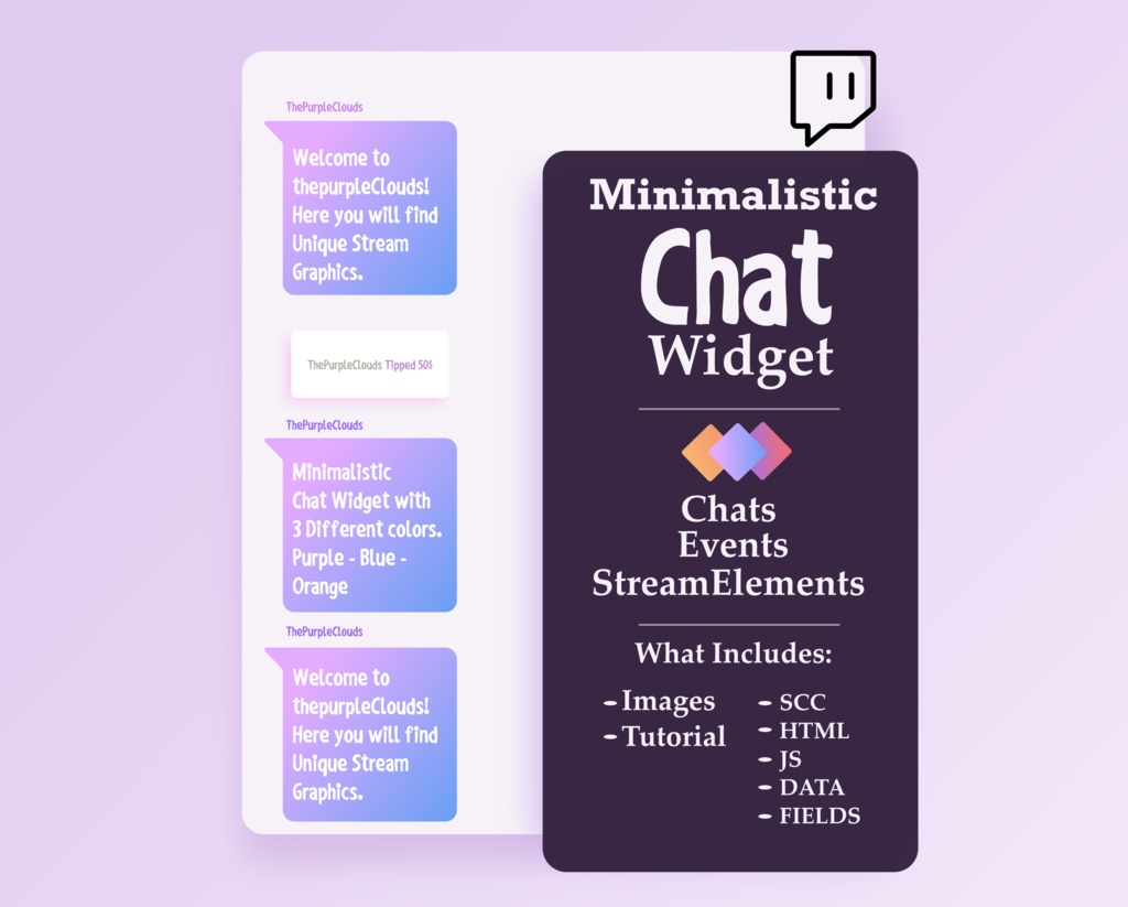 Minimal chat widget for Twitch, Simple minimalistic chat widget for twitch, customizable chat widget | OBS | StreamElements | Streamlabs