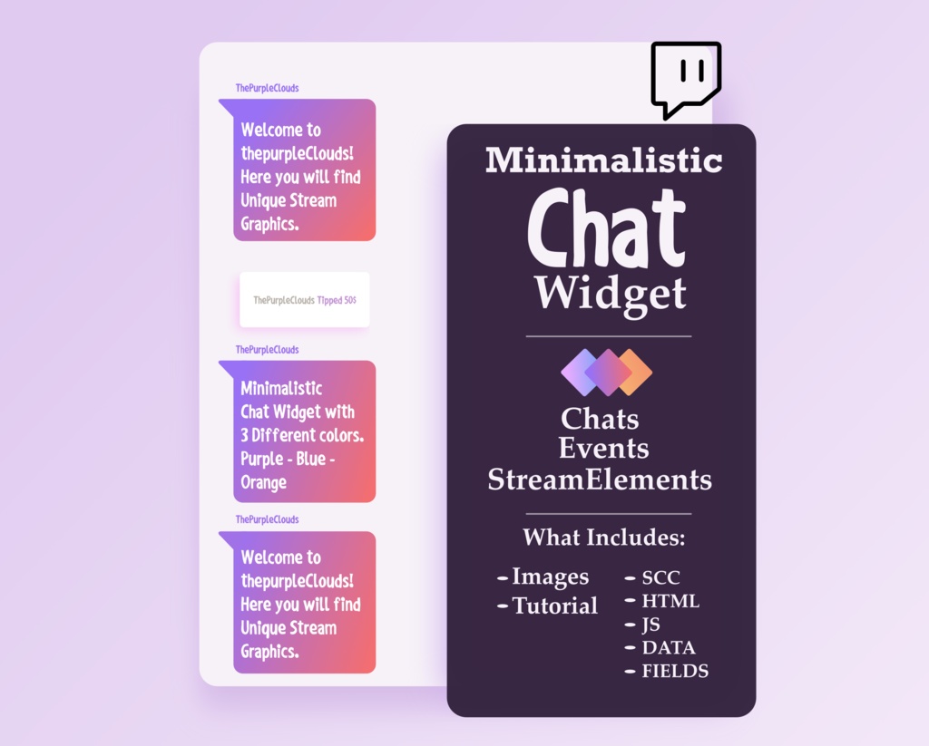Minimal chat widget for Twitch, Simple minimalistic chat widget for twitch, customizable chat widget | OBS | StreamElements | Streamlabs