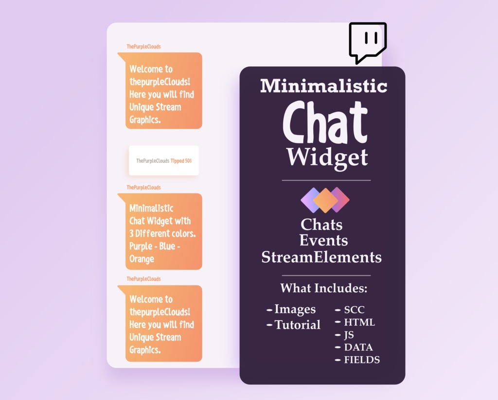 Minimal chat widget for Twitch, Simple minimalistic chat widget for twitch, customizable chat widget | OBS | StreamElements | Streamlabs